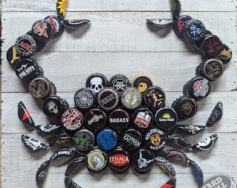 BLACK Beer Bottle Cap Crab Wall Art