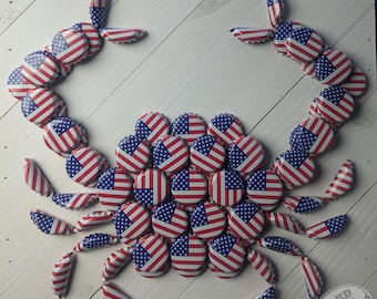 American Flag Beer Bottle Caps Red White & Blue Crab USA