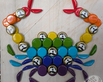 Rainbow Natty Boh Themed Beer Bottle Cap Crab Wall Art National Bohemian Baltimore