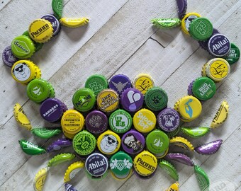 Mardi Gras New Orleans Themed Beer Bottle Cap Crab Wall Art