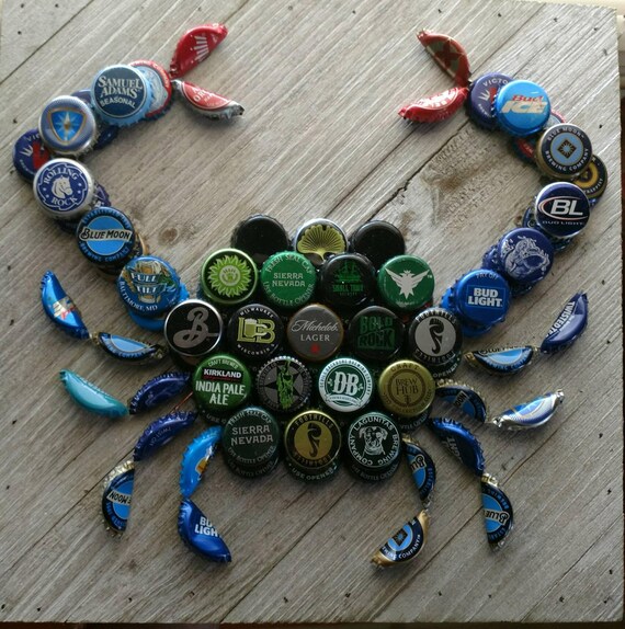 Craft Beer Bottle Cap Crab Wall Art Etsy