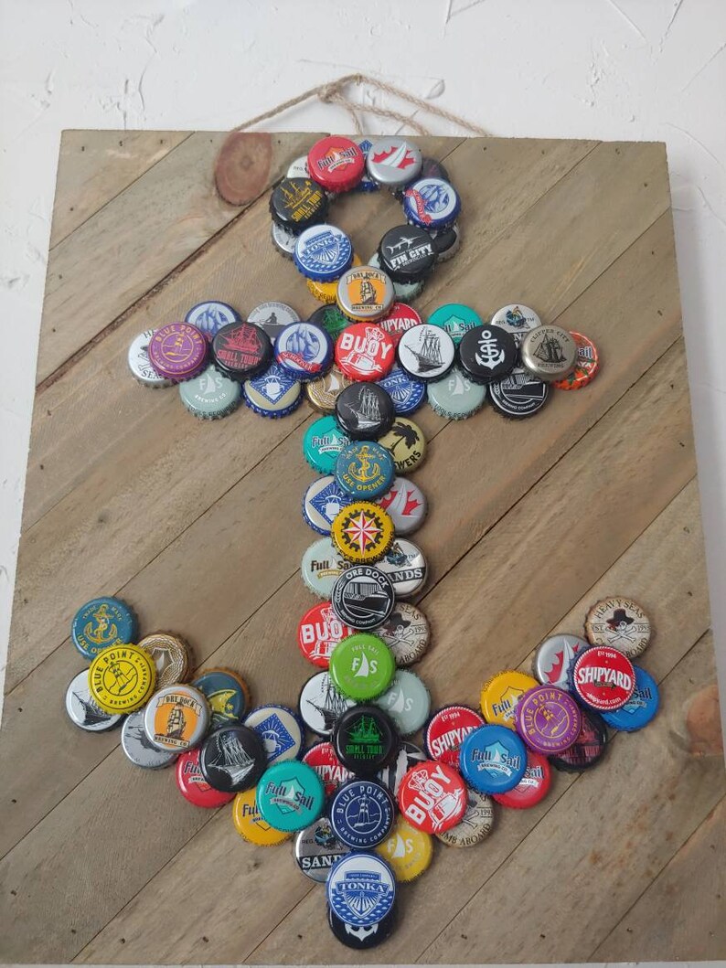 Nautical Themed Beer Bottle Cap Anchor Etsy