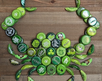 Green Beer Bottle Cap Crab Wall Art