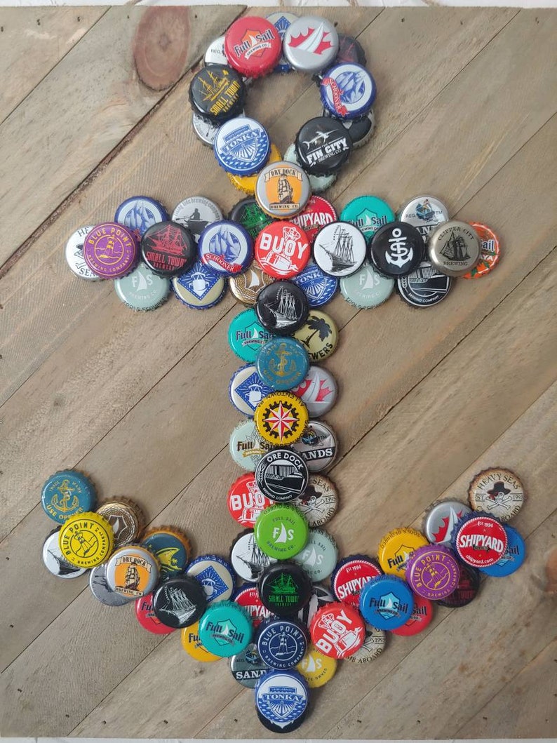 Nautical Themed Beer Bottle Cap Anchor Etsy