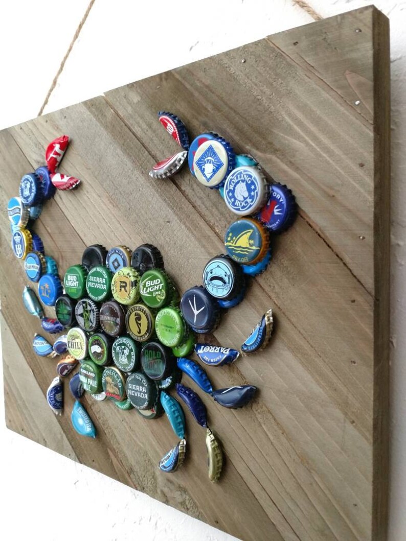 Craft Beer Bottle Cap Blue Crab Wall Art Etsy