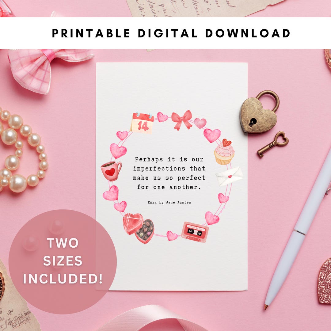 Jane Austen Card Printable Valentine Card Emma Quote Love Card