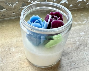 Tulip Candle - Blue & Deep Purple - 8oz Jar - Soy Blend Candle - Great Gift