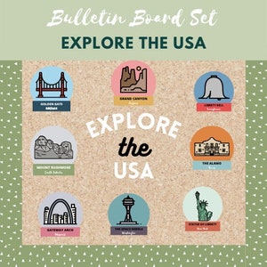 Explore the USA Nature Bulletin Board Set, Printable, Easy and Fun Classroom Decoration