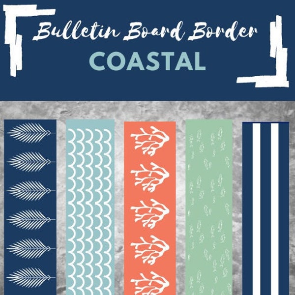 Coastal Bulletin Board Border, Printable, Easy Classroom Decoration