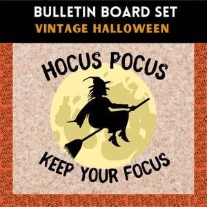 Vintage Halloween Bulletin Board Set, Printable, Easy Classroom Decoration