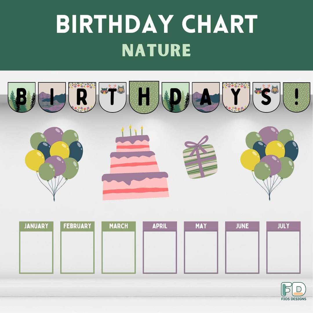 nature-birthday-chart-printable-easy-and-fun-classroom-decoration-etsy for Classroom Birthday Chart Free Printable Nature Birthday Chart, Printable, Easy and Fun Classroom Decoration - Etsy for Classroom Birthday Chart Free Printable