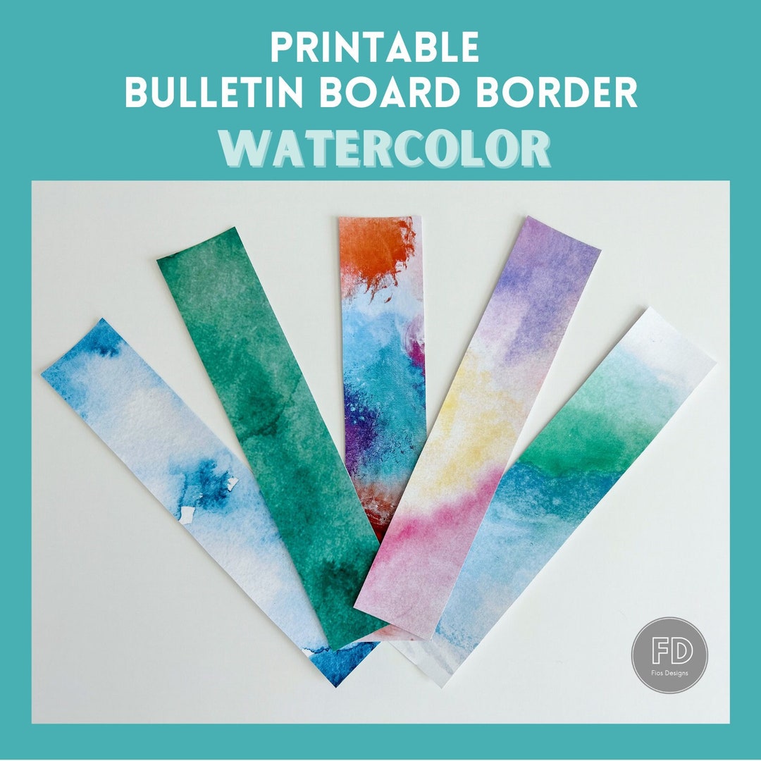 Watercolor Bulletin Board Border, Printable, Easy Classroom Decoration 