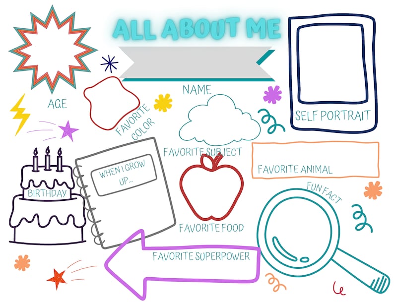 All About Me Printable Worksheet Poster Etsy