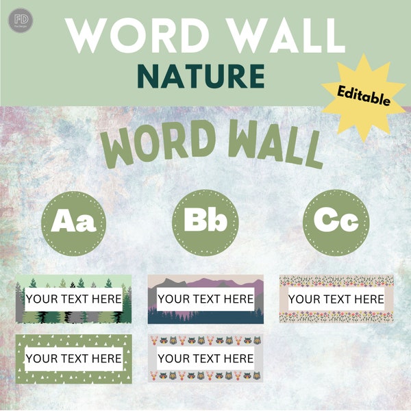 Nature Word Wall, Printable, Easy and Fun Classroom Decoration