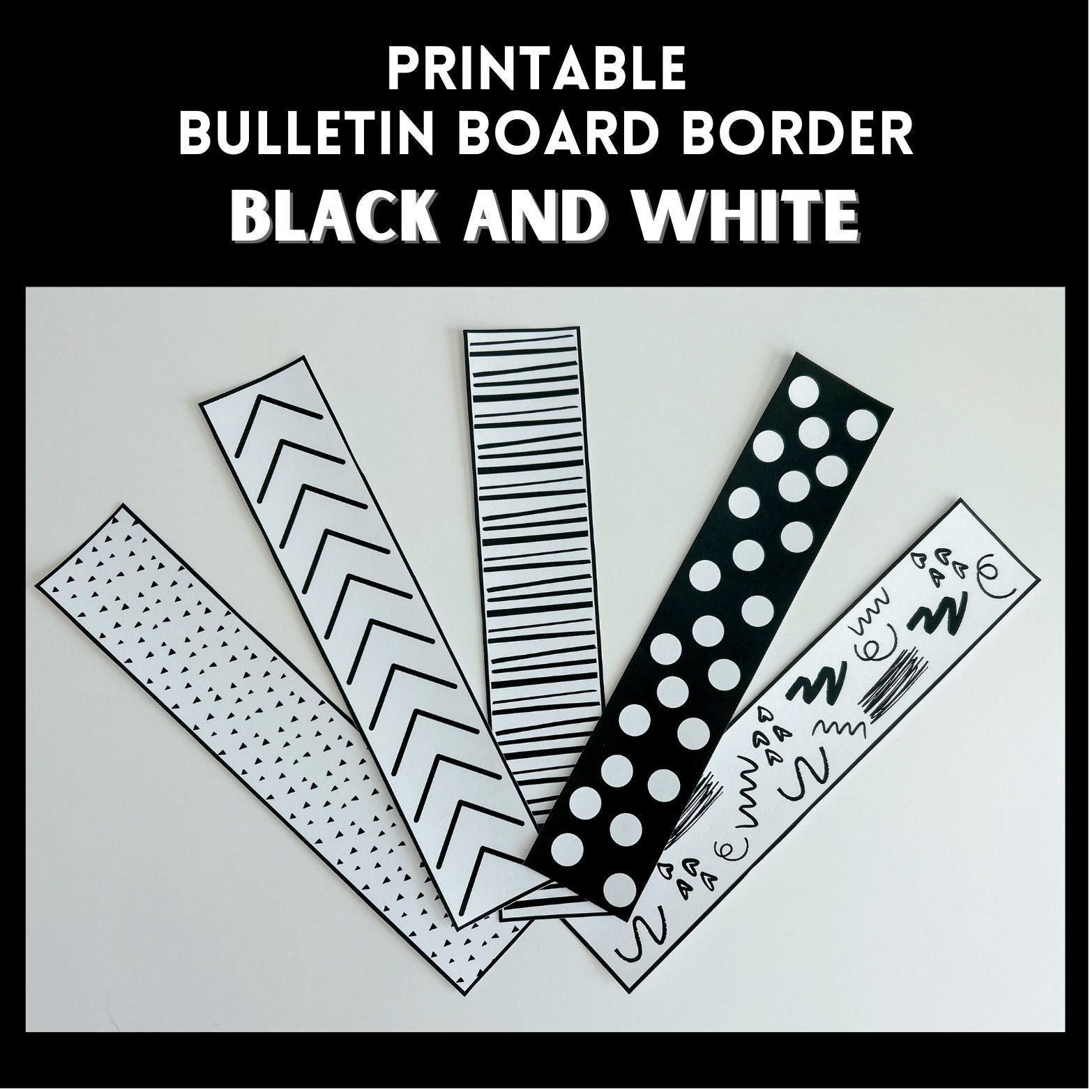 Black And White Painted Dot Classroom Bulletin Board Border