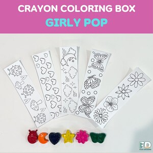Girly Pop Coloring Box, Ladybug Butterfly Heart Flower Crayons, Gifts for Kids, Fun Stocking Stuffer Idea, Easter Basket, Birthday Gift