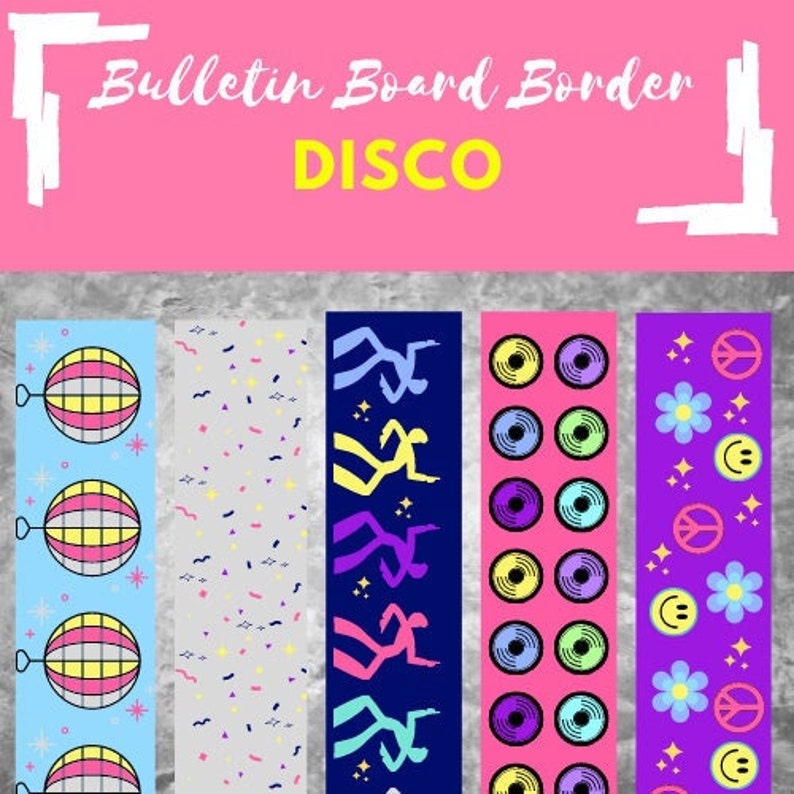 Disco Bulletin Board Border Printable Easy Classroom Etsy
