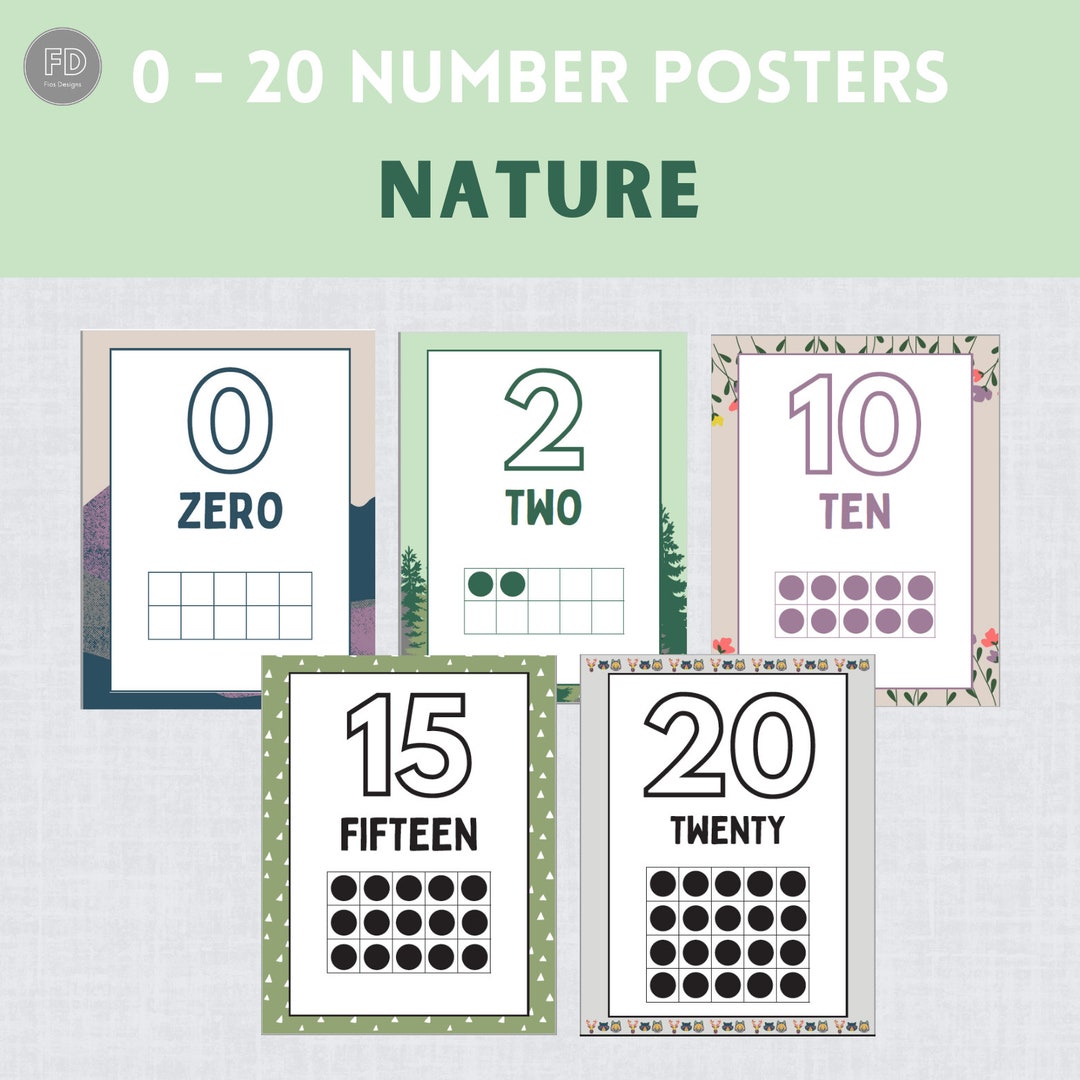 Nature 0 - 20 Posters, Printable, Easy and Fun Classroom Decoration - Etsy