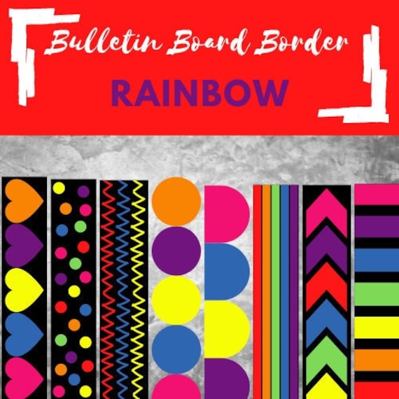 Rainbow Bulletin Board Border Printable Easy Classroom | Etsy