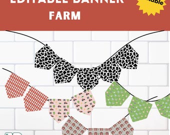 Farm Editable Bunting Banner, Printable, Easy Classroom Decoration