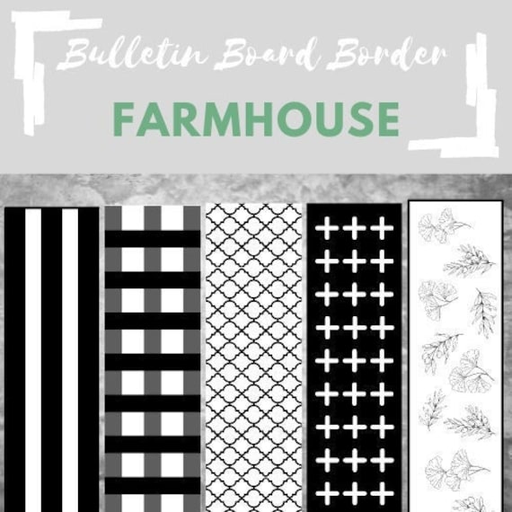 Black and White Farmhouse Bulletin Board Border Printable Etsy Australia