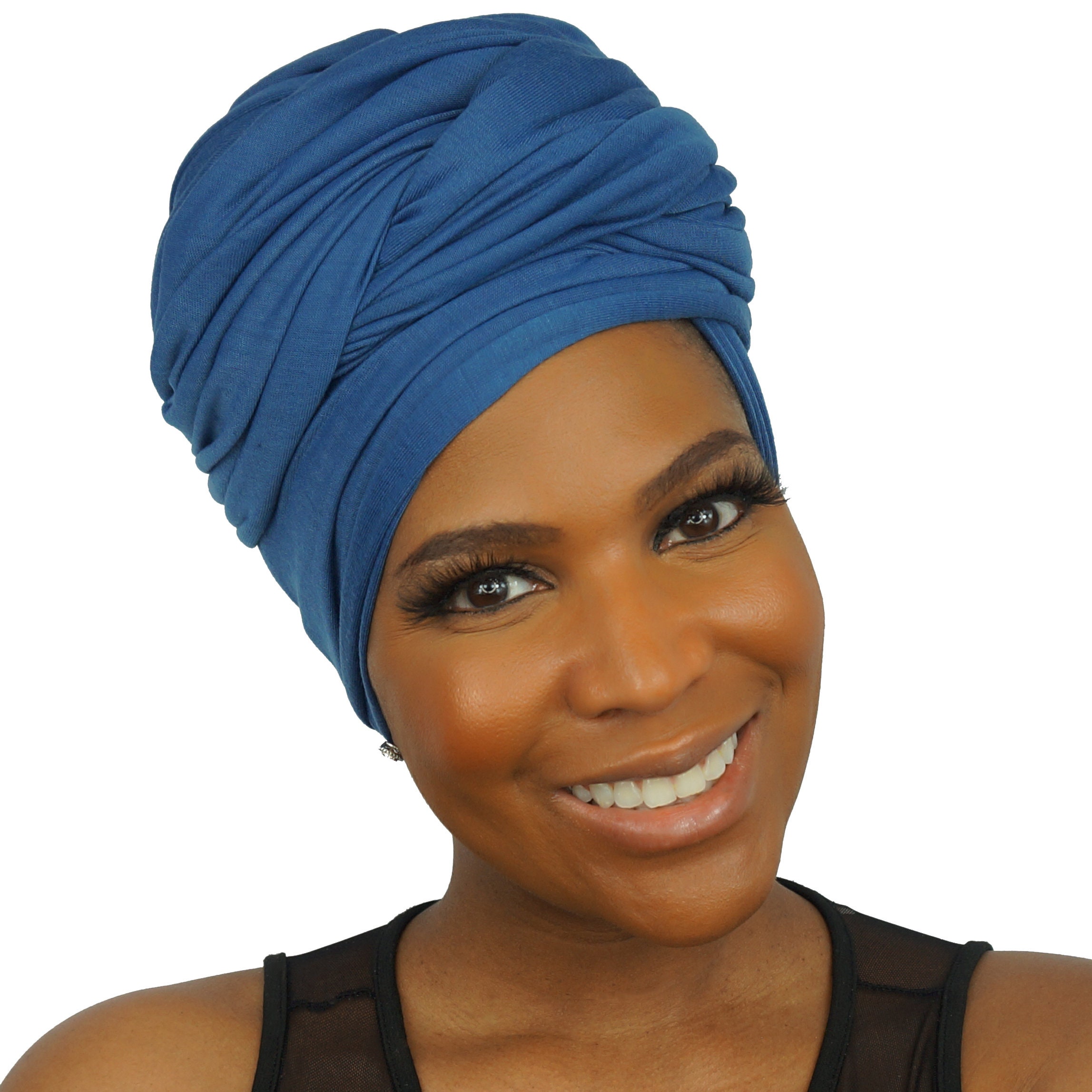Stretch Head Wraps for Women DENIM BLUE Extra Long Stretch Etsy