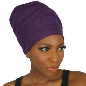 HEAD WRAPS for Women | Royal PURPLE | Stretch Jersey Knit Cotton Hijab | Natural Hair Locs Scarf | African Headwraps | The Urban Turbanista