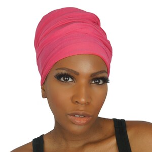 HEAD WRAPS for Women | Vivid PINK | Stretch Jersey Knit Cotton Hijab | Natural Hair Locs Scarf | African Headwraps… by The Urban Turbanista