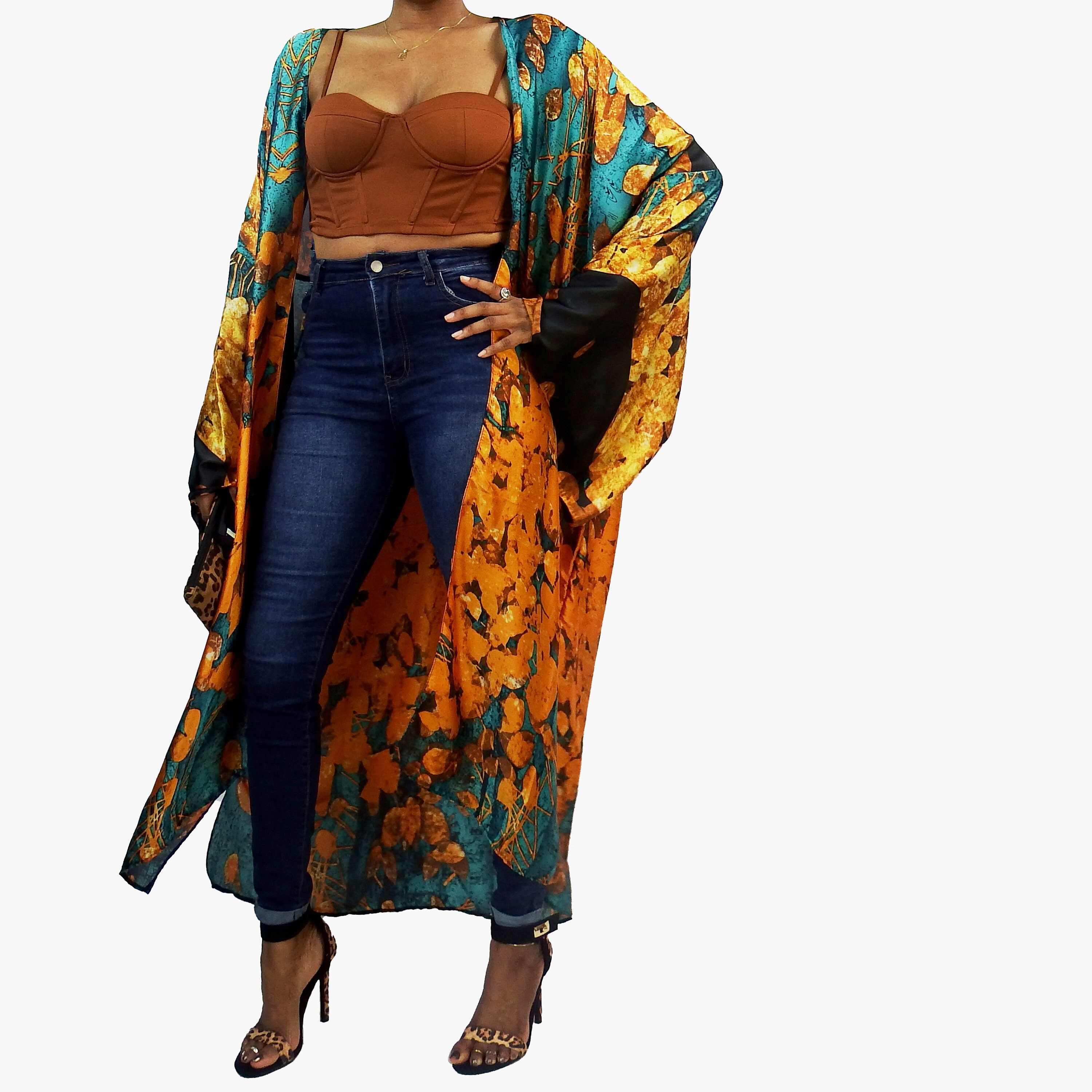 Long silk kimono cardigan best sale