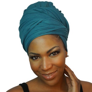 HEAD WRAPS for Women | TEAL | Stretch Jersey Knit Cotton Hijabs| Natural Hair and Locs Scarf | African Headwraps… by The Urban Turbanista