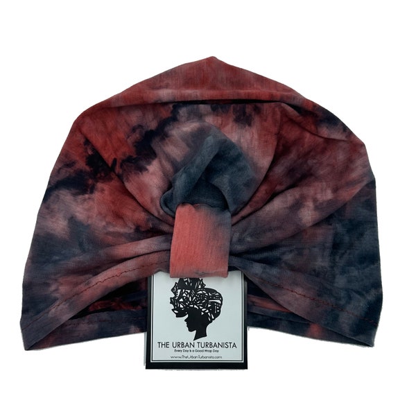 PRE-TIED TURBAN Head Wrap | Pink Grey Tie Dye Color | Premium Headwrap Cap | Natural Hair & Locs | African Hair Wrap | The Urban Turbanista