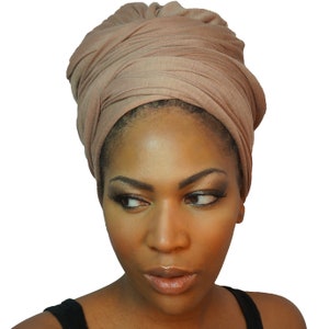 HEAD WRAPS for Women | CAMEL | Stretch Jersey Knit Cotton Hijabs| Natural Hair and Locs Scarf | African Headwraps… by The Urban Turbanista