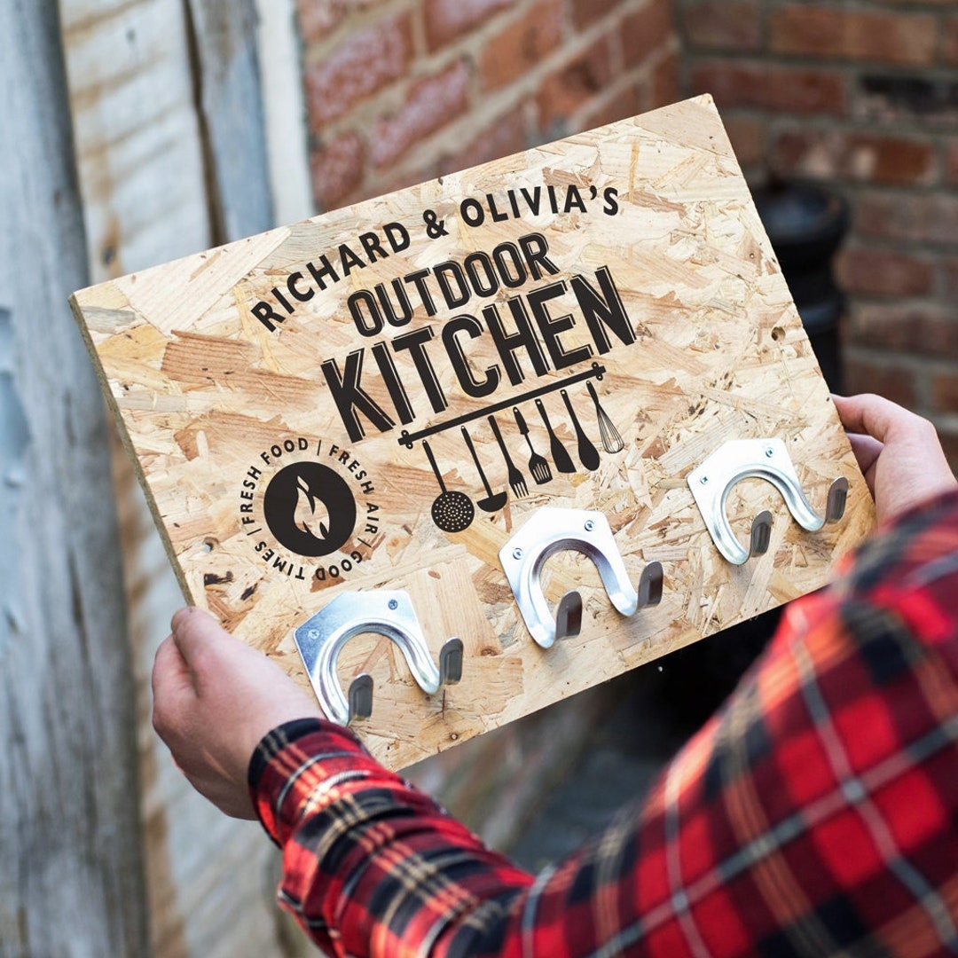 Personalised Outdoor Kitchen Sign With Hooks Etsy UK