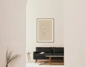 Cold Shoulder Line Art, Modern Beige Royal Blue, Printable Wall Art, Home Decor, Bedroom or Living Room Art