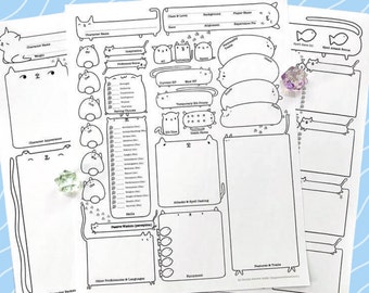 D&D 5e character sheet but everything is cats.