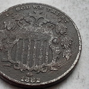 1882 Shield nickel Old US coin,  #D1970