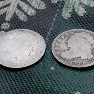 1831 and 1832 capped Bust Dimes. #J3262 old US silver coins