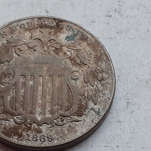1869 Shield nickel,  EF details,   old US coin  #D1911
