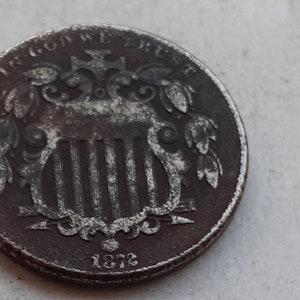 1872 shield nickel,  better date VF plus details. #D1886 US coin