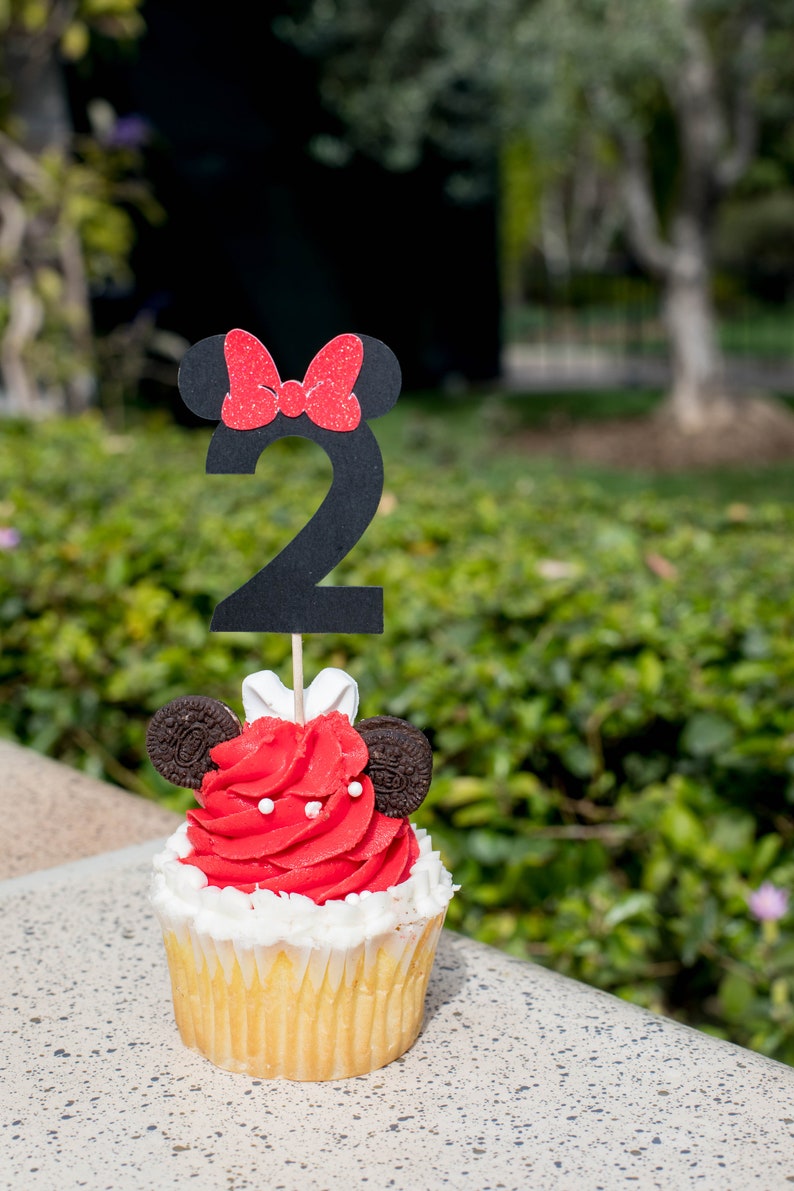 Minnie Mouse Cupcake Topper-Minnie mouse party 2nd Birthday Minnie Party