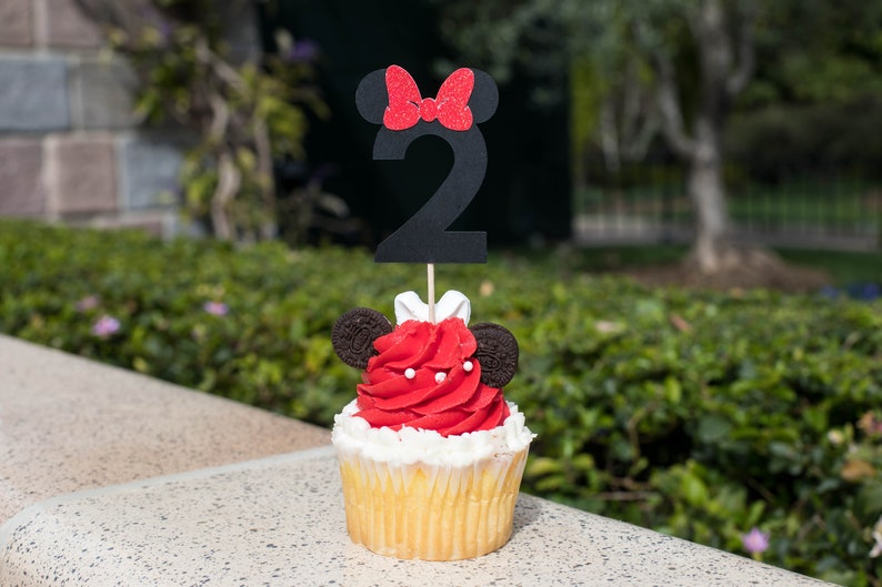 Minnie Mouse Cupcake Topper-Minnie mouse party 2nd Birthday Minnie Party