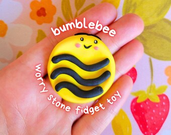 Worry Stone: Handmade Polymer Clay Bumblebee Anxiety Fidget