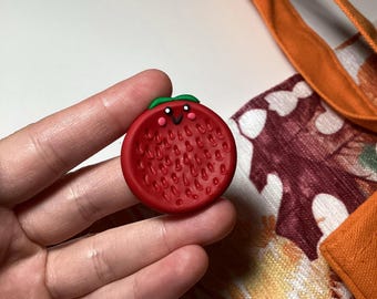 Strawberry Worry Stone: Handmade Polymer Clay Anxiety Fidget