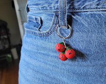 tomato girl summer keychain handmade polymer clay keychain accessories bag charm kawaii faces