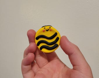 Bee Worry Stone with Textured Stripes: Handmade Polymer Clay Anxiety Fidget