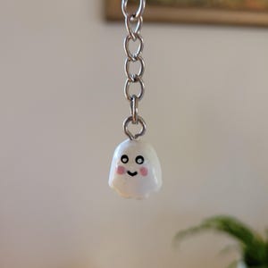 Handmade miniature ghost bag charm keychain | Halloween