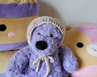 Handmade Baby Bonnet Hand Knit Ties 100% Merino Wool | Toddler Hat | Girl Boy Gender-Neutral