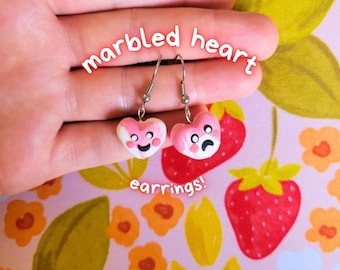 Miniature Love Heart Earrings Worry Stone Bag Charm Gifts For Her Love