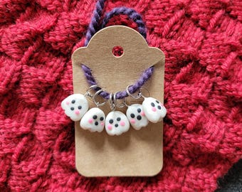 Stitch Markers Mini Ghost Halloween Knitting Notions Needle Markers Pack of 5