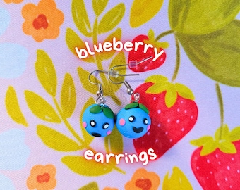 Polymer Clay Earrings Blueberry Handmade